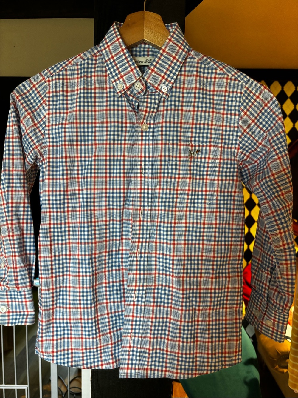 Men's Blue and Red Plaid Button-Down Shirt by Southern Point Co.